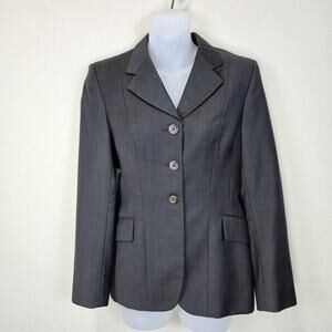 Grand Prix Equestrian Coat Womens S VTG Wool Hunt Show Jacket Plaid Gray Riding